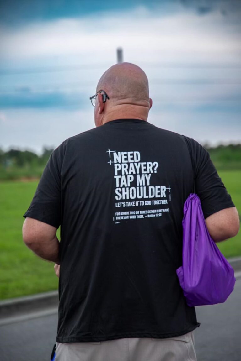 Carolina HOPE outreach shirt reading Need prayer Tap my shoulder
